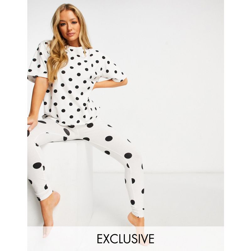 Wednesday's Girl – Pyjamaset mit Leggings & T-Shirt mit Punktemuster