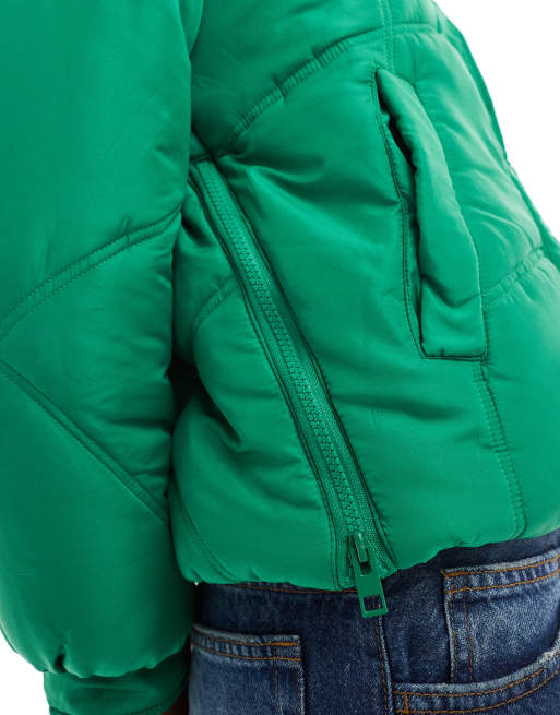 Wednesday's Girl quilted hooded puffer in jade green