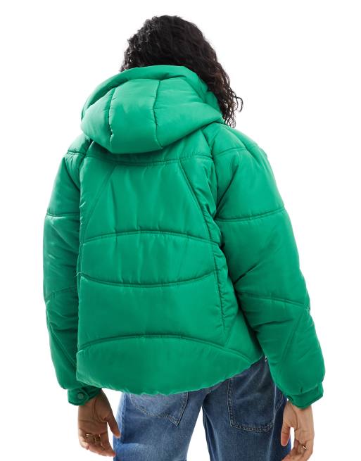 Wednesday's Girl quilted hooded puffer in jade green