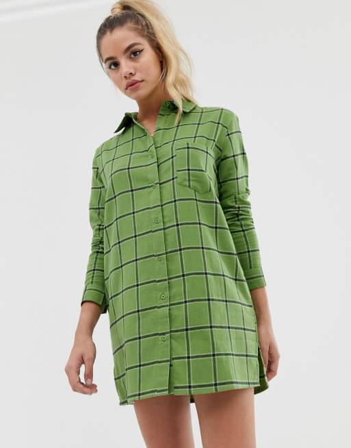 Wednesday's Girl relaxed shirt dress in check | ASOS