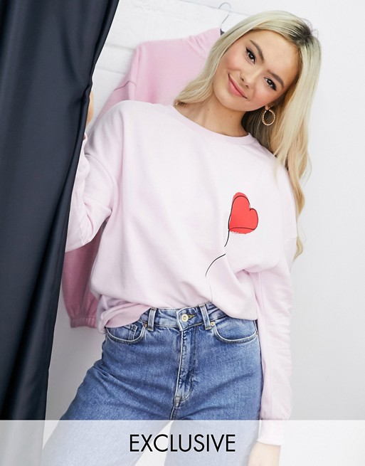Wednesday's Girl relaxed sweatshirt with heart balloon print