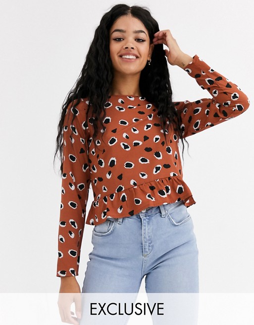 Wednesday's Girl relaxed top in abstract animal spot