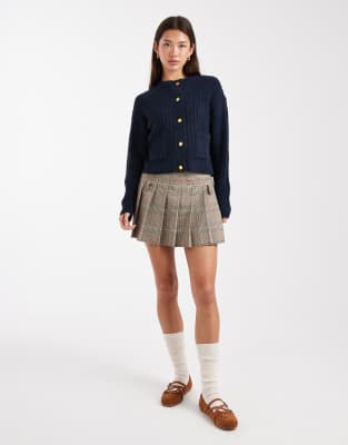 Wednesday's Girl Ribbed Fluffy Cardigan In Blue