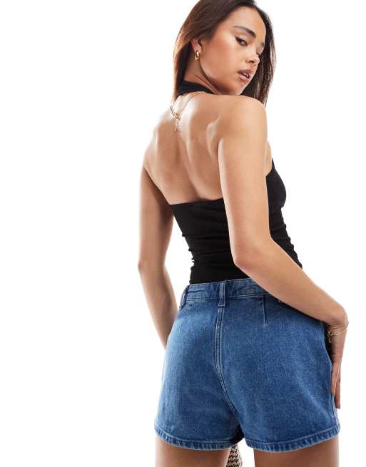 Wednesday's Girl ribbed halter top in black, 3 of 4
