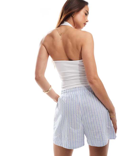 Wednesday's Girl ribbed halter top in white, 4 of 4