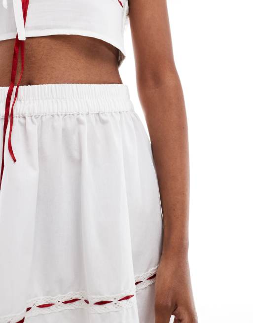 【り】 andmary Baby ribbon mini skirt ANDMARY】Baby ribbon mini skirt