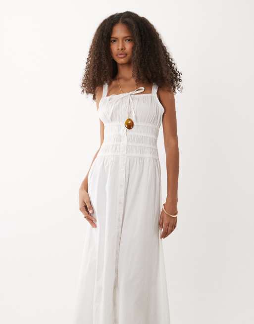 Wednesday's Girl - Robe boutonnée tendance folk - Blanc, 2 de 4