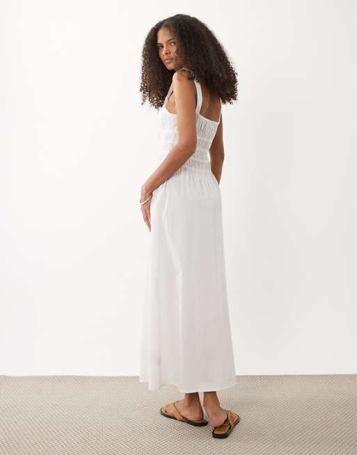 Wednesday's Girl - Robe boutonnée tendance folk - Blanc, 4 de 4