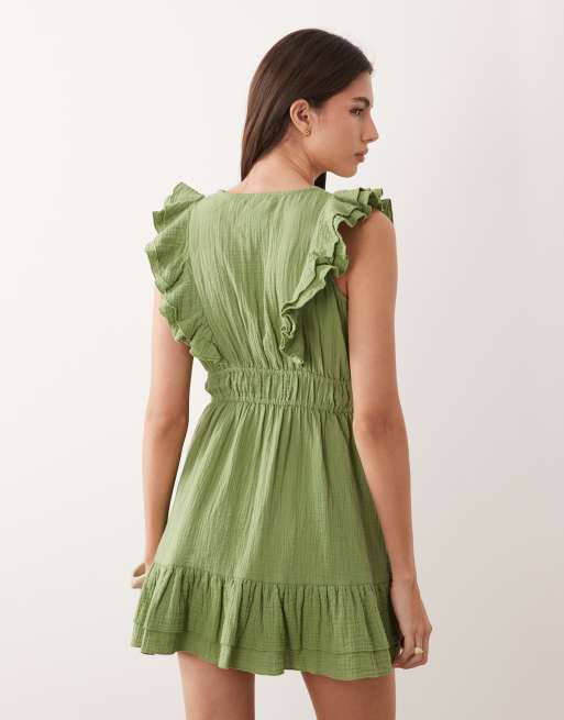 Wednesday's Girl - Robe courte à bords volantés - Vert, 4 de 4