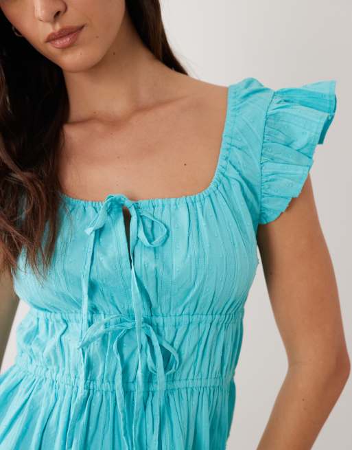 Wednesday's Girl - Robe courte tendance folk - Turquoise, 4 de 4