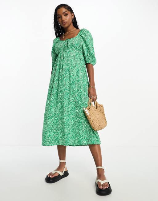 Robe longue verte a fleur sale