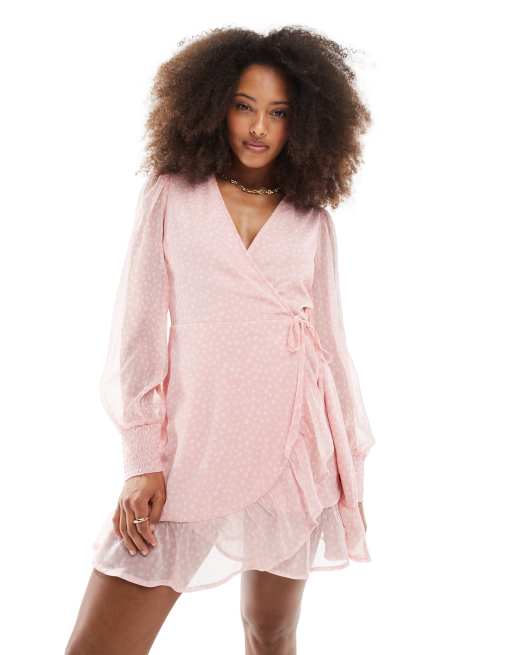 Wednesday's Girl Robe portefeuille courte à pois tacheté et