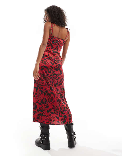 strapless open back dress Black Latin Roses 3d Flower Layered Maxi Dress