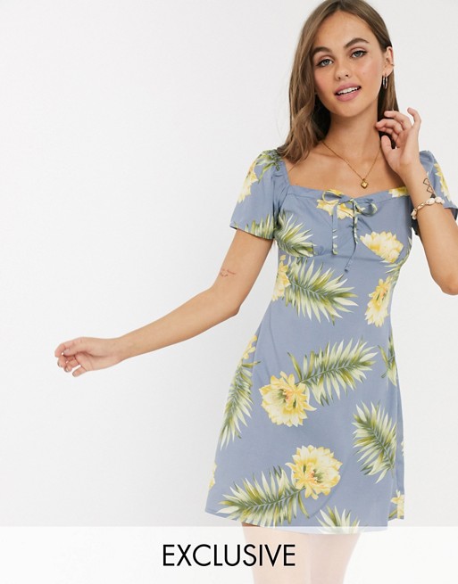 Wednesday's Girl ruched front mini dress in floral