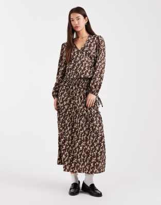 Wednesday's Girl Ruffle Detail A-line Midaxi Skirt In Brown