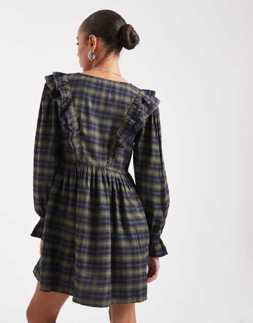 eras tour folklore green dress Cambridge Plaid Pinafore Dress (Green/Navy) – Megoosta Fashion main image 0