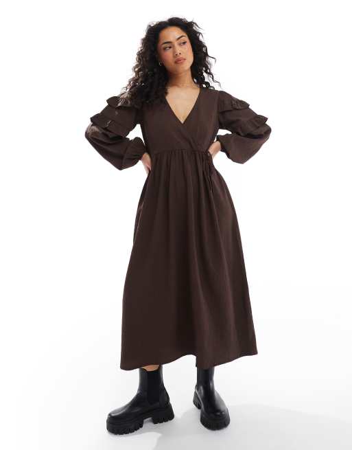 long sleeve midi smock dress White Midi Dress - Smocked Dress - Long Sleeve Midi