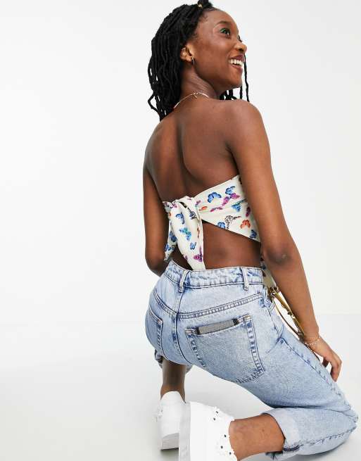 Wednesday's Girl scarf top in butterfly print | ASOS