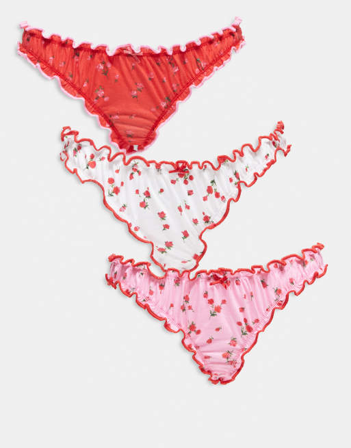 Wednesday's Girl - Set van 3 paar onderbroeken met bloemenprint