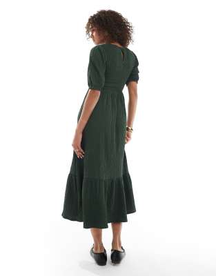 Wednesday's Girl Shirred Bust Midaxi Dress In Green