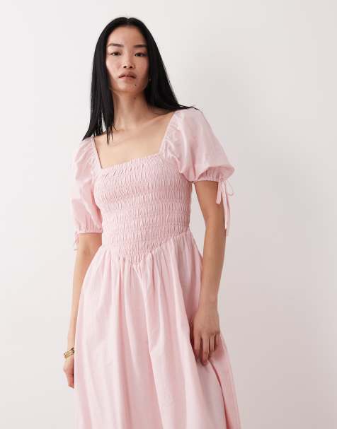 linen dress print Floral Print Linen Midi Dress – self-portrait-US