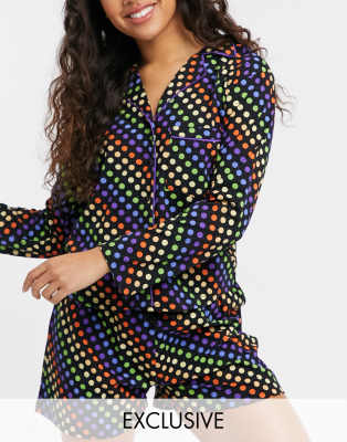 rainbow polka dot shirt