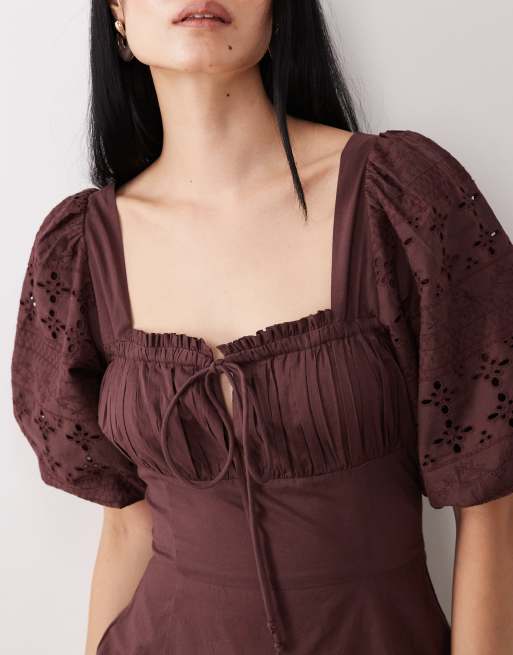 princess polly baby blue dress ZIMMERMANN Pop Belted Scalloped Broderie Anglaise Linen Midi Dress