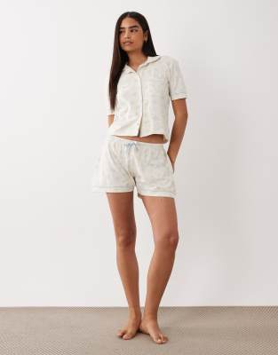 Wednesday's Girl Wednesdays Girl Short Sleeve Brunch Treats Shirt And Short Pajama Set In White