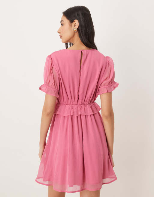 open lace back dress I've Got Sunshine Ruffle Strap Mini Dress Blush