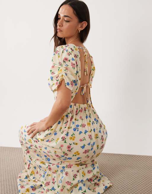 short sleeve floaty dress Short Sleeve Flutter Wrap Midi Dress