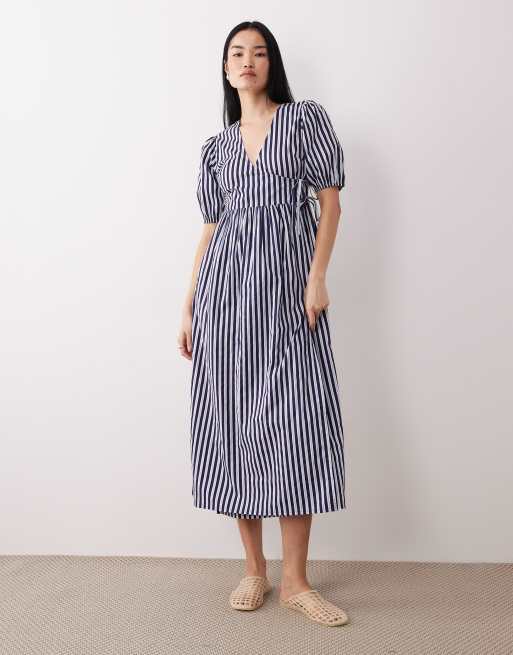 midaxi dress with short sleeves & Other Stories short sleeve drape twist midaxi dress with front split in  burgundy