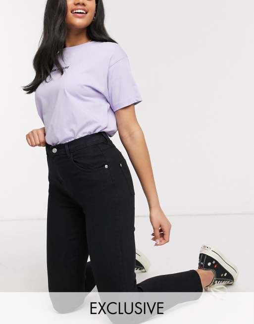 Wednesday's Girl – Skinny-Jeans in verwaschenem Schwarz mit hohem Bund