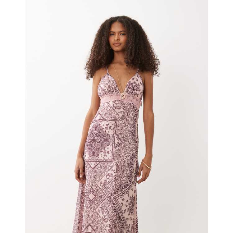 Wednesday's Girl slip cami midaxi dress in pink paisley print | ASOS