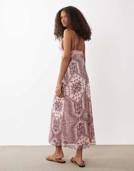 Wednesday's Girl slip cami midaxi dress in pink paisley print | ASOS