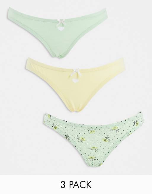 Wednesday's Girl – Slips mit Blumenmuster im 3er-Pack