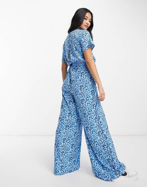 Wednesday's Girl smudge dot jumpsuit in blue