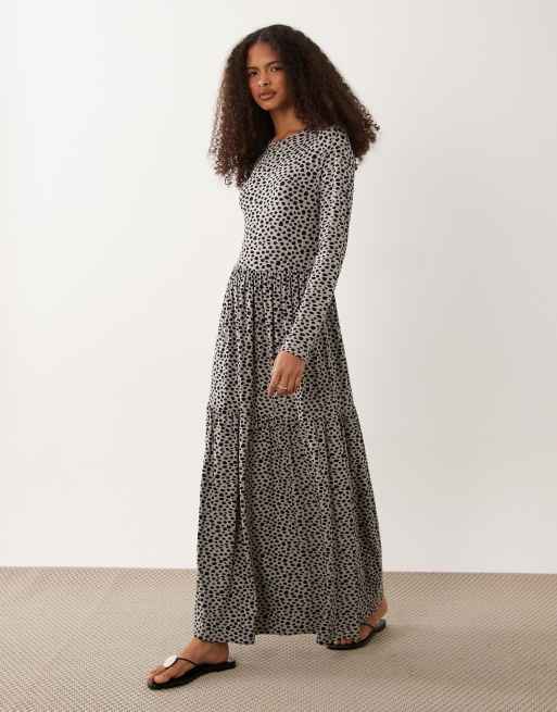 grey midaxi dress Grey Gathered Sequin Midaxi Dress for Effortless Elegance