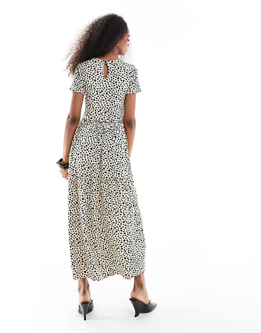 Wednesday's Girl smudged polka dot tiered midaxi dress in Wednesday's Girl smudged polka dot tiered midaxi dress in