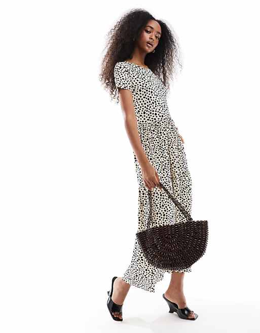 Wednesday's Girl smudged polka dot tiered midaxi dress in Wednesday's Girl smudged polka dot tiered midaxi dress in