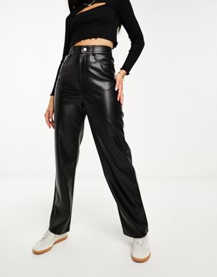 Wednesday's Girl straight leg faux leather trousers in black - ASOS Price Checker