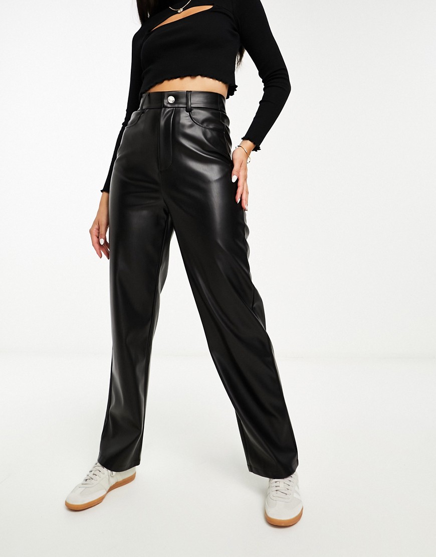 Wednesday’s Girl straight leg faux leather trousers in black