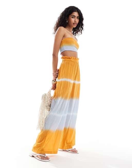 Wednesday's Girl - Strandbroek met wijde pijpen in multi tie-dye