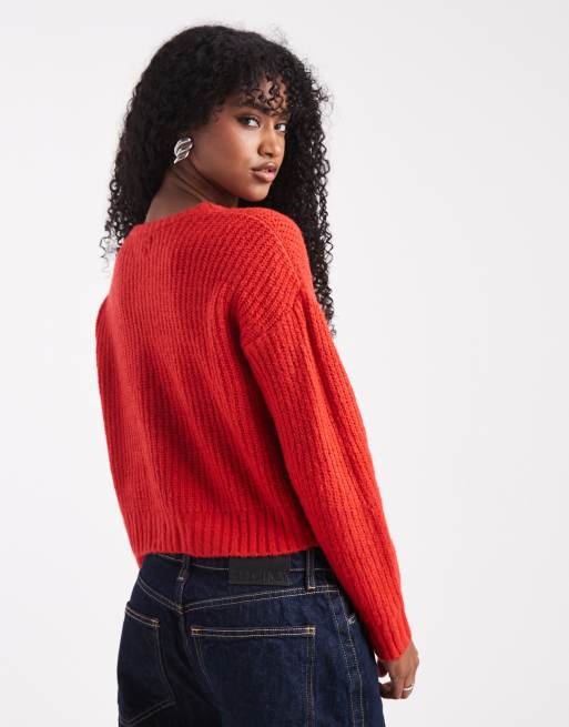 Wednesday's Girl – Strickjacke in Rot mit Bindebändern, 3 von 4