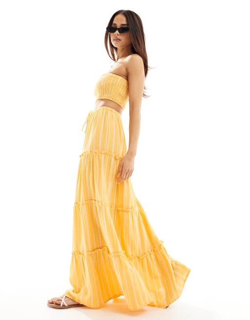 Wednesday s Girl stripe maxi skirt in marigold yellow part of a set ASOS