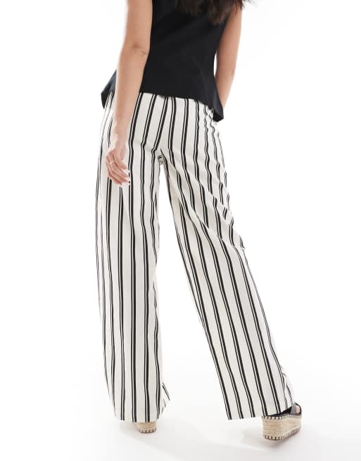 Wednesday's Girl stripe wide leg trouser in white, 4 of 5