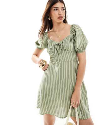 Wednesday's Girl striped mini dress green Sale