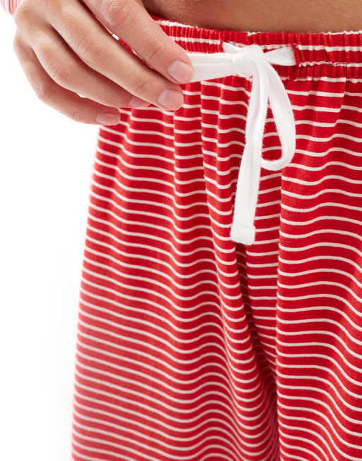 Wednesday's Girl striped print long sleeve pyjama set in red