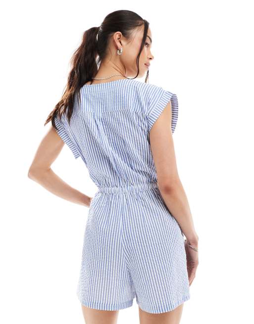 Wednesday's Girl striped romper in blue | ASOS