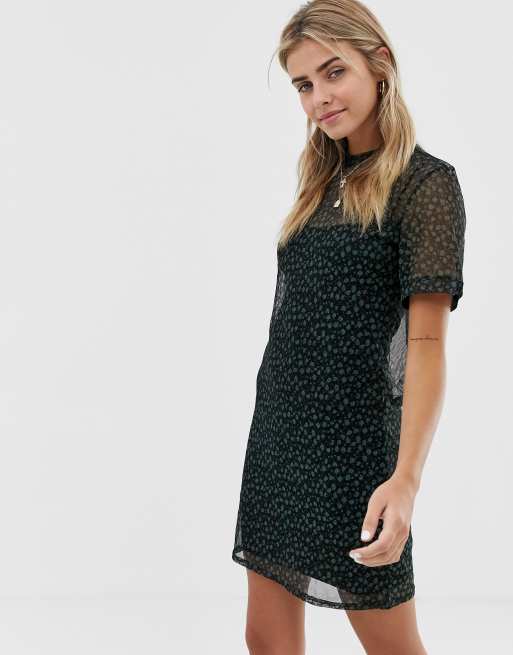 Floral mesh 2025 t shirt dress