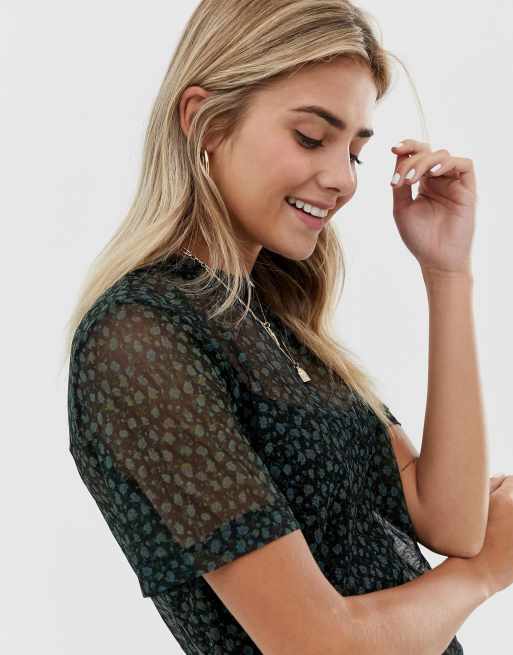 Wednesday s Girl t shirt dress in ditsy floral mesh ASOS